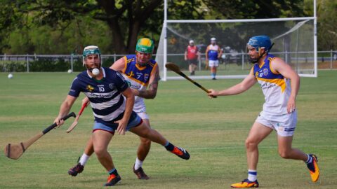 Geelong Gaels hurler in action against Gold Coast Gaels